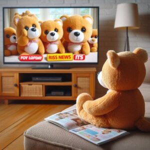 Peluche sur écran : une peluche qui regarde la télévision