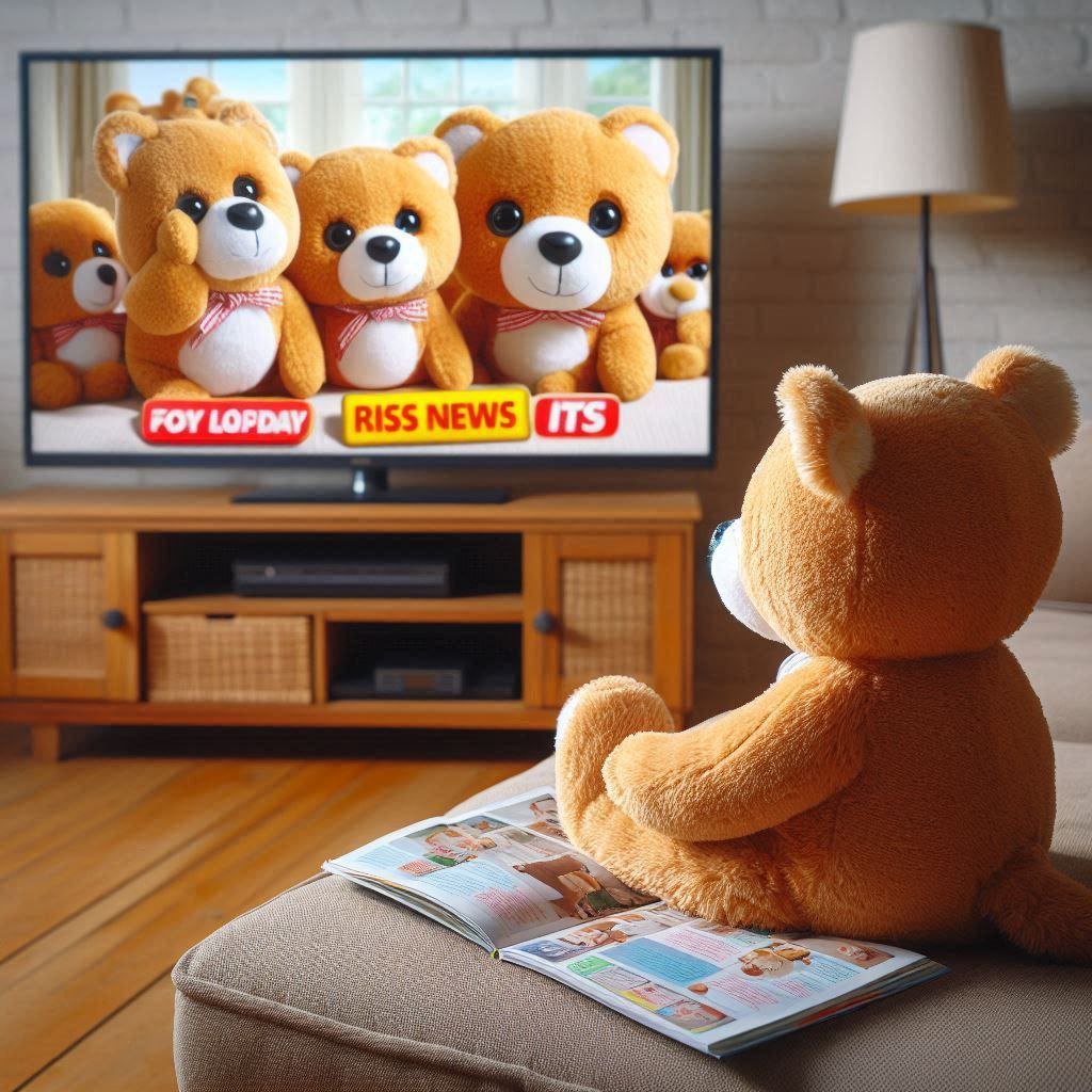 Peluche sur écran : une peluche qui regarde la télévision