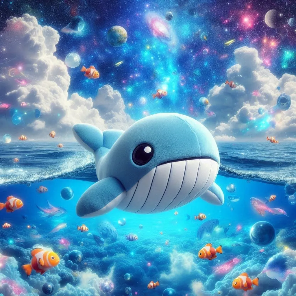 La Baleine des Rêves, une peluche de baleine flotte dans les songes