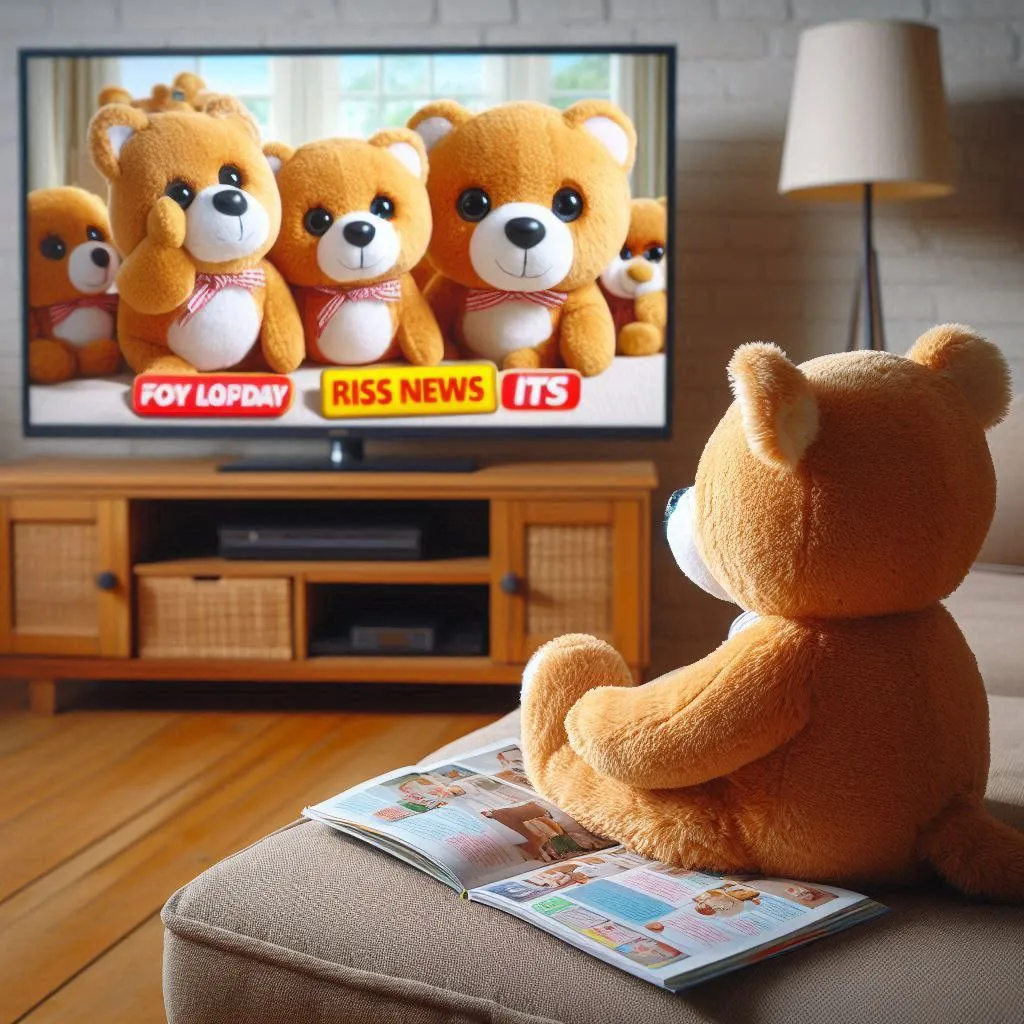 Peluche sur écran : une peluche qui regarde la télévision