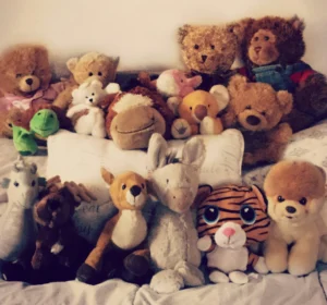 peluches dans la chambre adulte (2) Peluches dans la chambre adulte : des peluches disposées sur un sofa